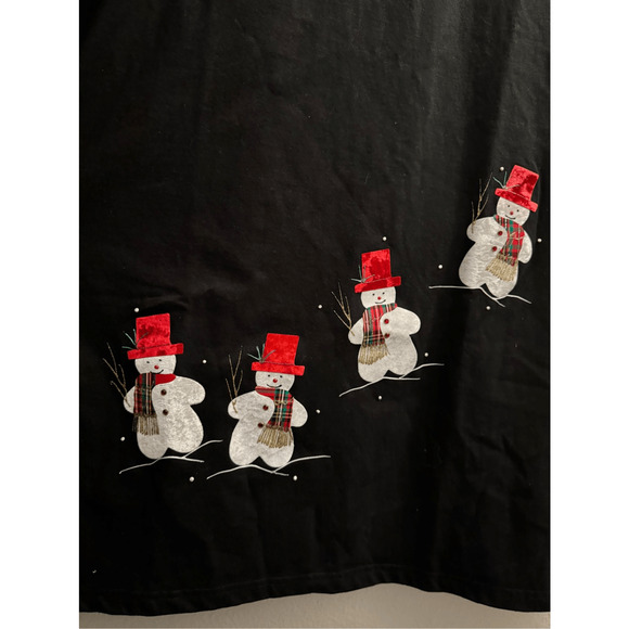 Vintage Karla Marie Applique Snowman Maxi Dress Black Slit Hem Size 2X - Picture 5 of 13